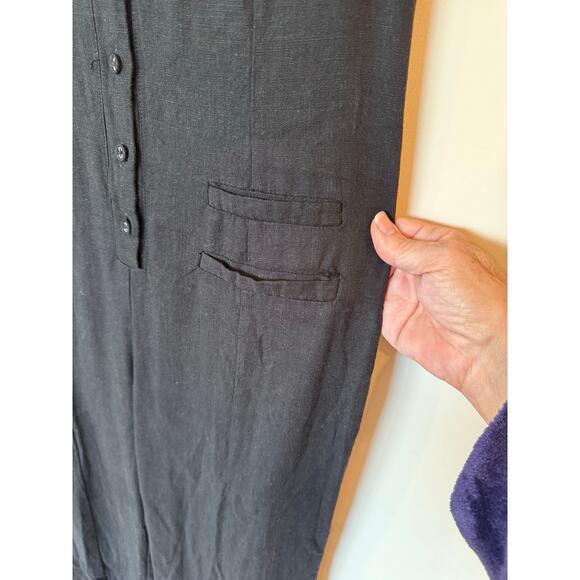 Et Clet Sleeveless Button Front Straight Leg Jumpsuit V-Neck Black Women's Small - Picture 3 of 11